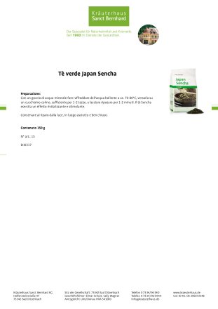 Tè verde Japan Sencha 150 g