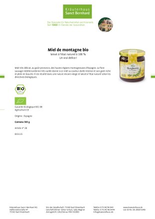 Miel de montagne bio 500 g