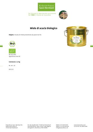 Miele di acacia biologico 1.5 kg