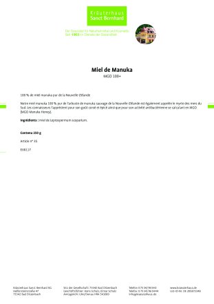 Miel de Manuka MGO 100+ 250 g