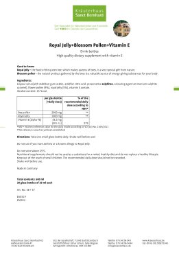 Royal Jelly+Blossom Pollen+Vitamin E - glass vials 1800 ml