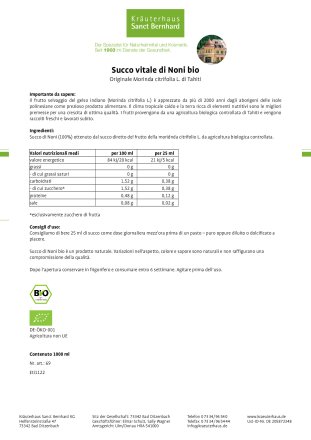 Succo vitale di Noni bio
