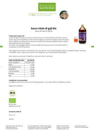 Succo vitale di Goji bio