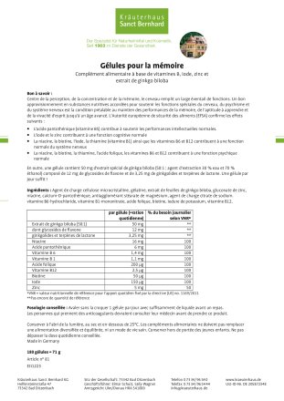 Gélules pour la mémoire 180 gélules