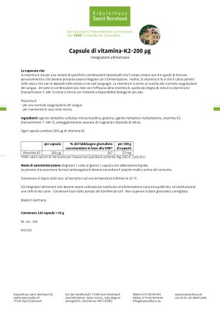 Capsule di vitamina-K2-200µg 120 capsule