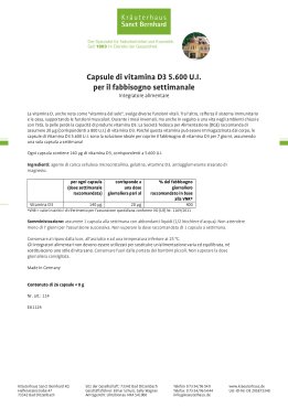 Capsule di vitamina D3 5.600 U.I. per il fabbisogno settimanale 26 capsule