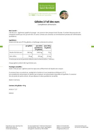 Gélules à  l'ail des ours 240 gélules