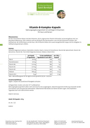 Vitamin-B-Komplex-Kapseln 150 Kapseln