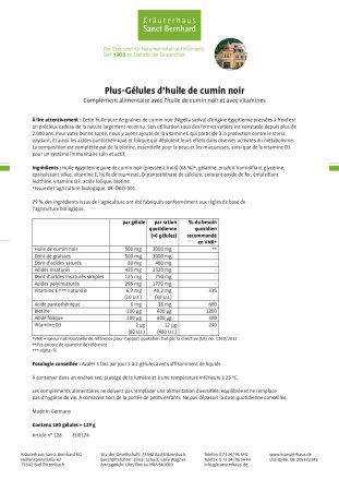 Plus-Gélules d’huile de cumin noir 180 gélules