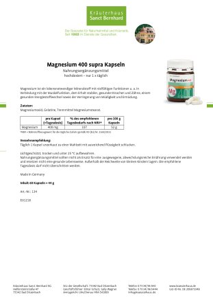 Magnesium-400-supra Kapseln 60 Kapseln