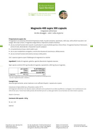 Capsule di magnesio "400 supra" 300 capsule