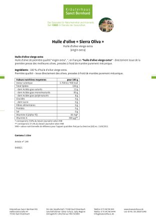 Huile d'olive « Sierra Oliva »