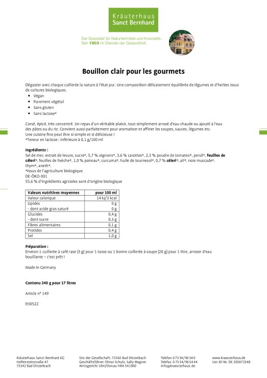 Bouillon clair pour les gourmets » Acheter dès à présent Sanct Bernhard