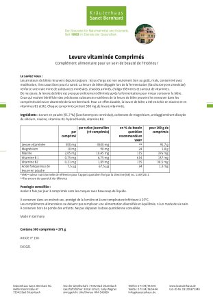 Levure vitaminée 500 comprimés