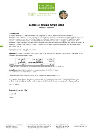 Capsule di selenio 200 µg Mono 180 capsule