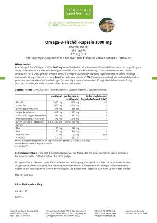 Omega-3-Fischöl-Kapseln 1000 mg 220 Kapseln