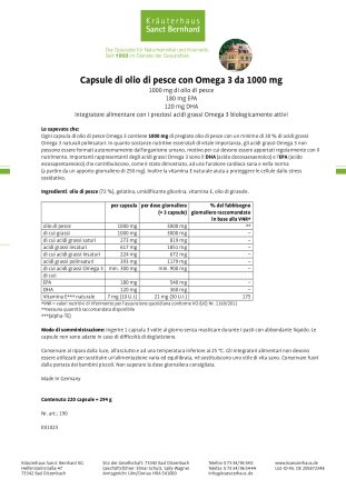 Capsule Omega 3 olio di pesce 1000 mg 220 capsule