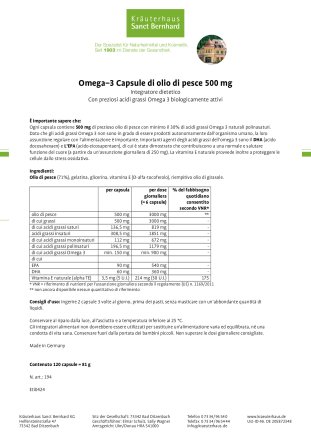 Omega-3 capsule di olio di pesce 500 mg 120 capsule