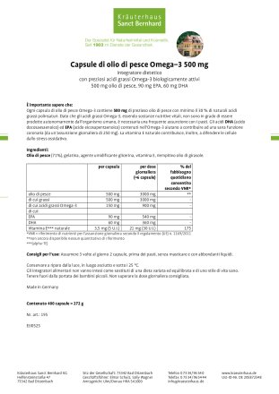 Capsule Omega 3 olio di pesce 400 capsule