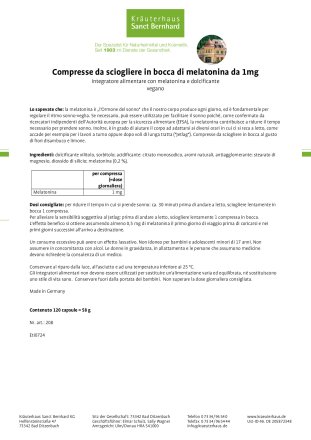 Compresse da sciogliere in bocca di melatonina da 1mg 120 compresse