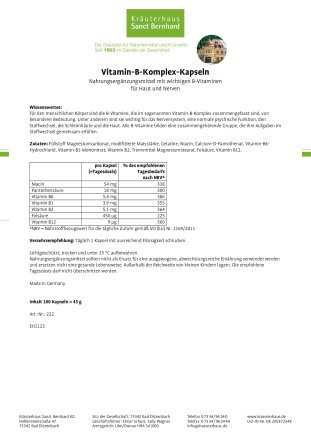 Vitamin-B-Komplex-Kapseln 100 St&uuml;ck 100 Kapseln