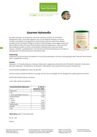 Gourmet-Rahmsoße 360 g