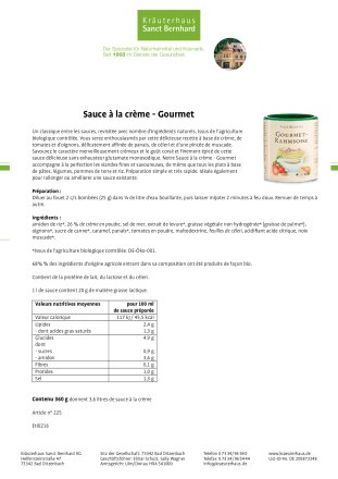 Sauce à  la crème - Gourmet 360 g