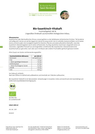 Bio-Sauerkirsch-Vitalsaft