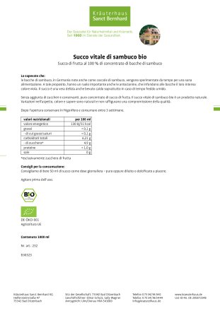Succo vitale di sambuco bio