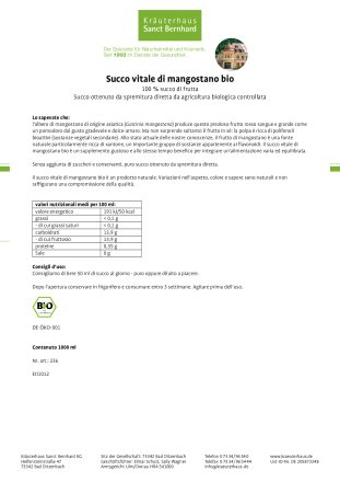 Succo vitale di mangostano bio