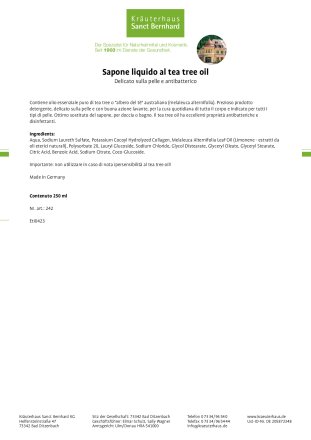 Sapone liquido al tea tree oil 250 ml
