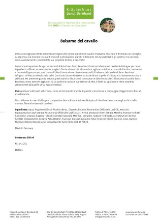 Balsamo del cavallo 200 ml