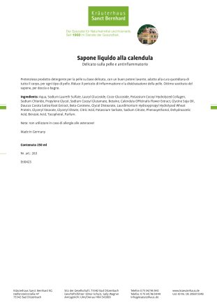 Sapone liquido alla calendula 250 ml