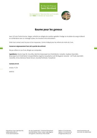 Baume pour les genoux 50 ml