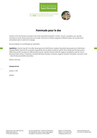 Pommade pour le dos 50 ml