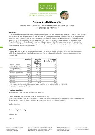 Gélules à  la lécithine Vital 120 gélules