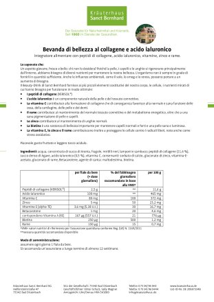 Bevanda di bellezza al collagene e acido ialuronico 15 x 20 ml 300 ml