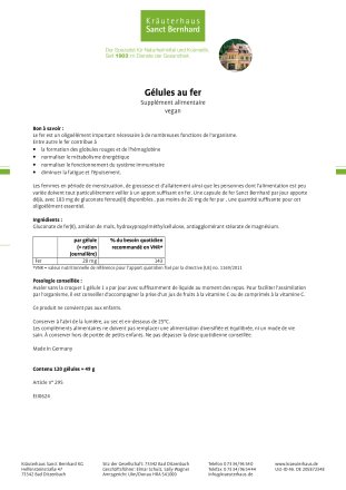 Gélules au fer 120 gélules