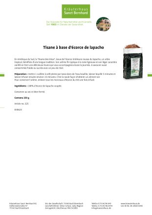 Tisane à  base d'écorce de lapacho 250 g