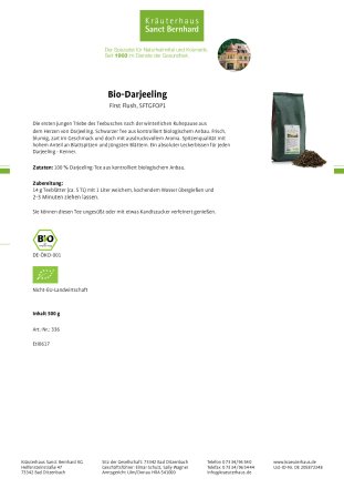 Bio-Darjeeling-Tee First Flush, SFTGFOP1 500 g