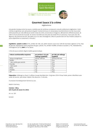 Gourmet Sauce à la crème (végétarienne)