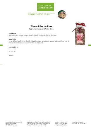 Tisane R&ecirc;ve de Rose 150 g