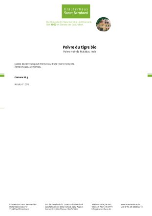 Poivre du tigre bio 80 g