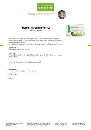 Tisane anis-cumin-fenouil 40 g