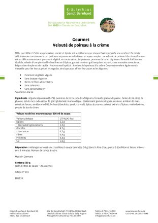 Gourmet Velouté de poireau à  la crème 500 g