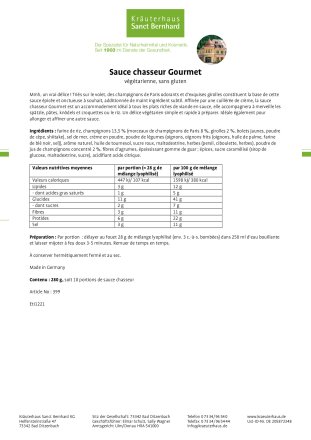Sauce chasseur Gourmet 280 g