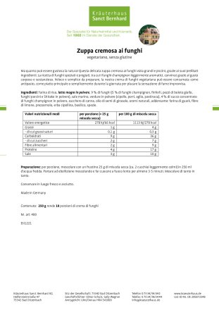 Zuppa cremosa ai funghi 250 g