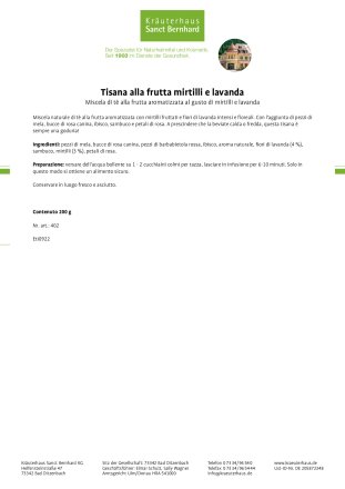 Tisana alla frutta mirtilli e lavanda 200 g