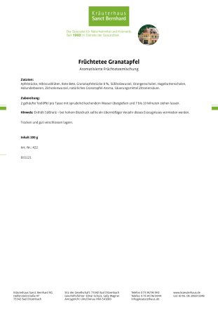 Fr&uuml;chtetee Granatapfel 200 g
