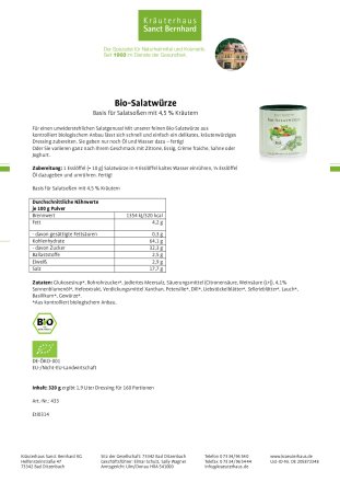 Bio-Salatwürze mit Kräutern 320 g